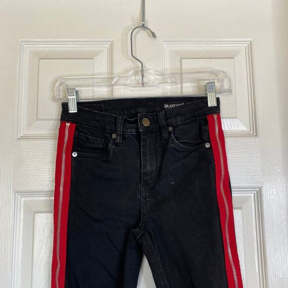BLANK NYC The Rivington Black High-Rise Zippered Leg Jeans Tuxedo Stripe Size 25 - Picture 5 of 12